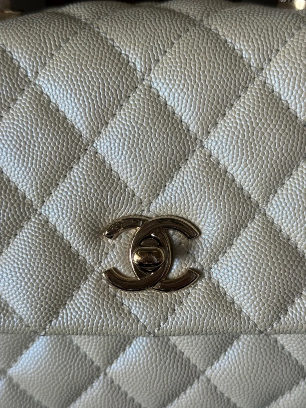 Chanel Coco Handle Bag in White (Size Small)